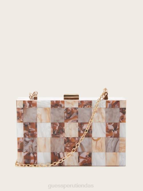 GUESS bolso de mano de lucite de jengibre a cuadros mujer 0P8X2820 jengibre bolsas
