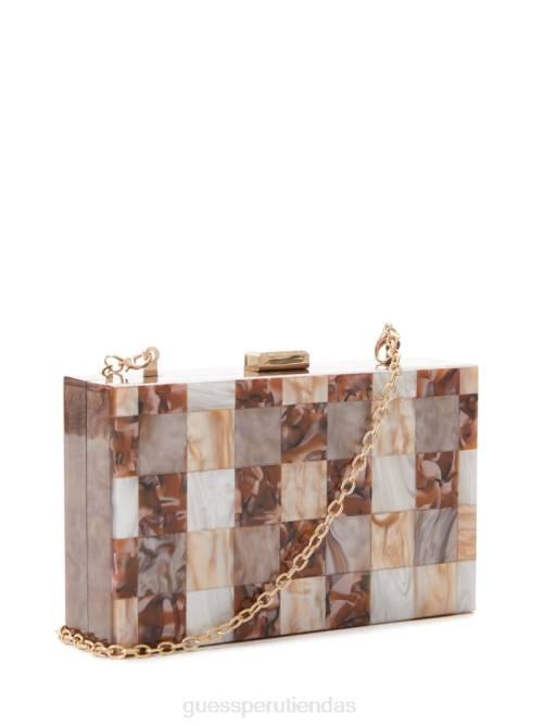 GUESS bolso de mano de lucite de jengibre a cuadros mujer 0P8X2820 jengibre bolsas