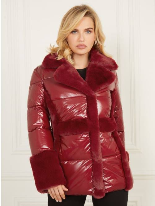 GUESS abrigo acolchado bessie mujer 0P8X1975 rojo oscuro mermelada vestir