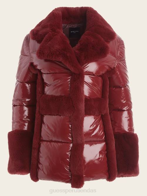 GUESS abrigo acolchado bessie mujer 0P8X1975 rojo oscuro mermelada vestir