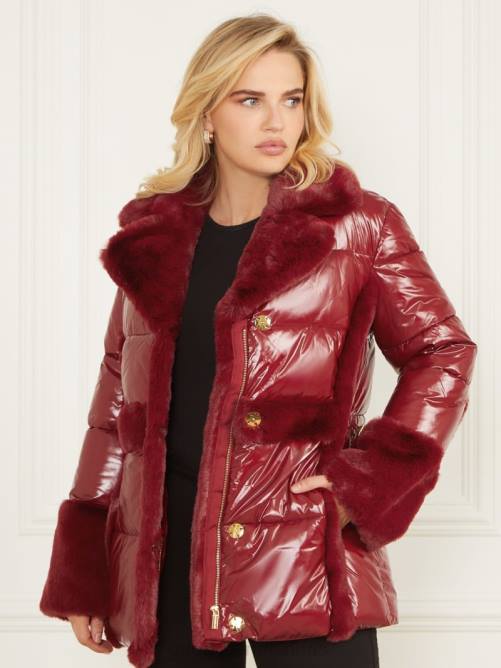 GUESS abrigo acolchado bessie mujer 0P8X1975 rojo oscuro mermelada vestir