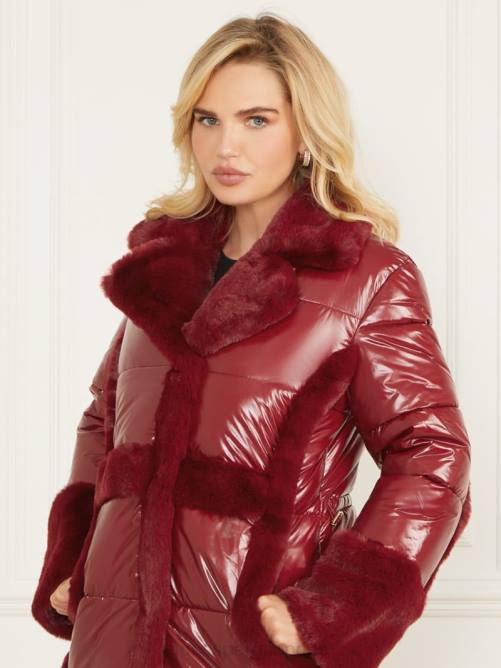 GUESS abrigo acolchado bessie mujer 0P8X1975 rojo oscuro mermelada vestir