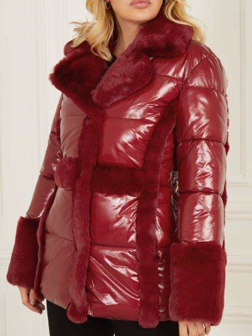 GUESS abrigo acolchado bessie mujer 0P8X1975 rojo oscuro mermelada vestir