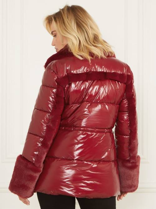GUESS abrigo acolchado bessie mujer 0P8X1975 rojo oscuro mermelada vestir