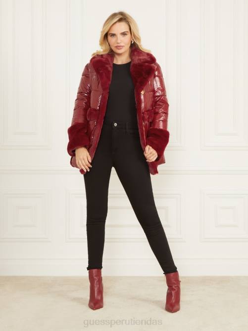 GUESS abrigo acolchado bessie mujer 0P8X1975 rojo oscuro mermelada vestir