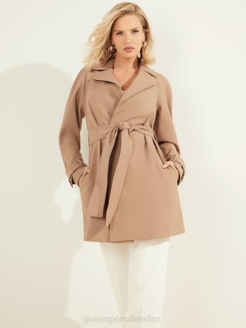 GUESS abrigo cruzado austin mujer 0P8X1956 shiitake marrón vestir