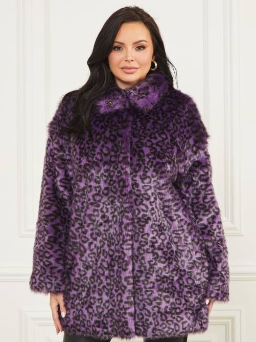 GUESS abrigo larissa de piel sintética mujer 0P8X1880 satélite morado y negro vestir