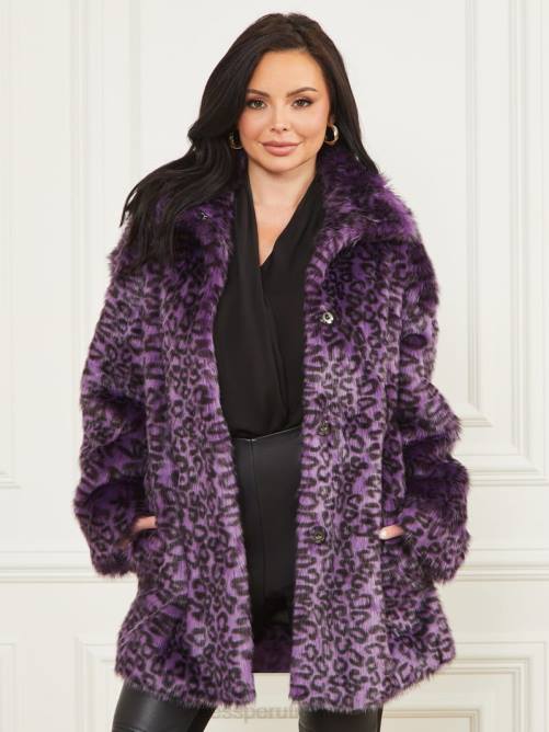 GUESS abrigo larissa de piel sintética mujer 0P8X1880 satélite morado y negro vestir
