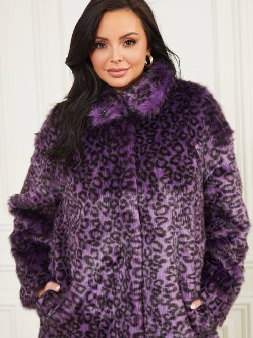 GUESS abrigo larissa de piel sintética mujer 0P8X1880 satélite morado y negro vestir