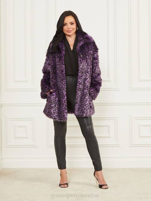GUESS abrigo larissa de piel sintética mujer 0P8X1880 satélite morado y negro vestir