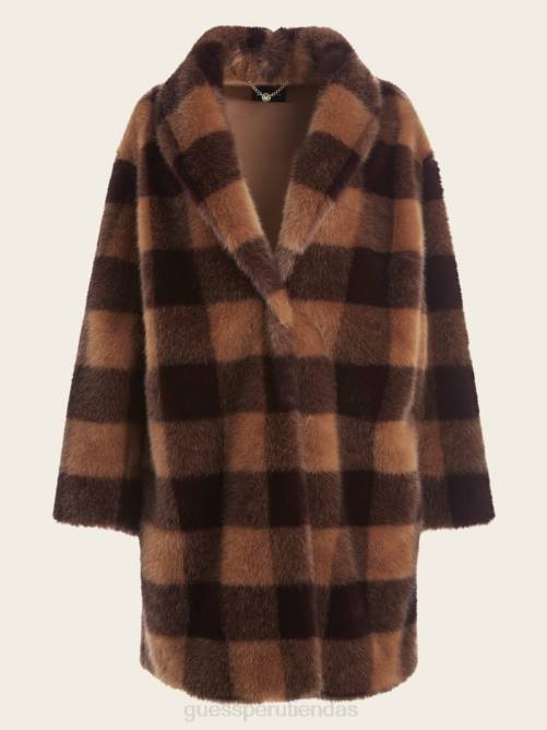 GUESS abrigo rochelle mujer 0P8X1854 camello y bourbon oscuro vestir