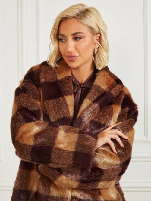 GUESS abrigo rochelle mujer 0P8X1854 camello y bourbon oscuro vestir