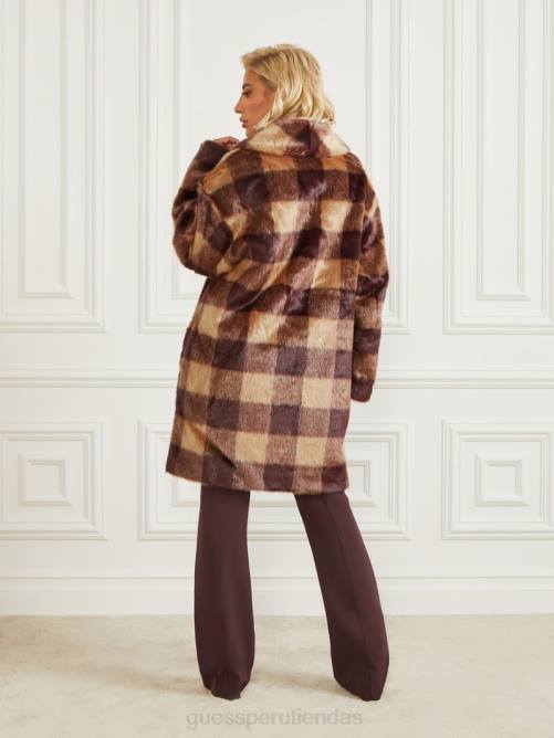 GUESS abrigo rochelle mujer 0P8X1854 camello y bourbon oscuro vestir