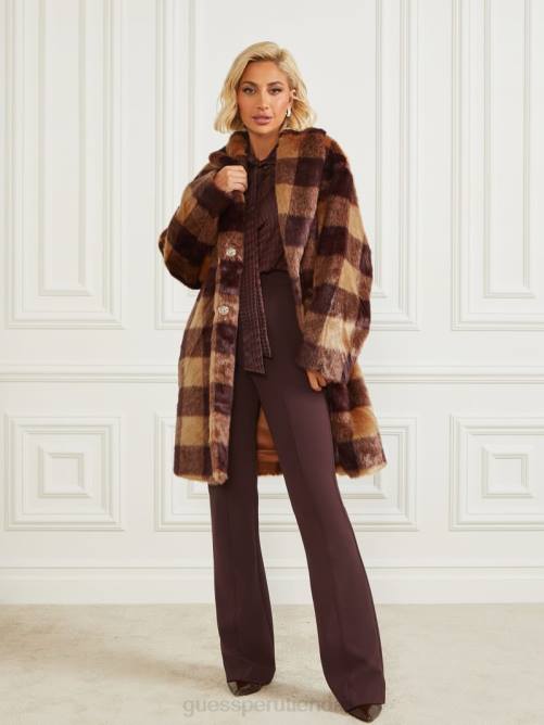 GUESS abrigo rochelle mujer 0P8X1854 camello y bourbon oscuro vestir