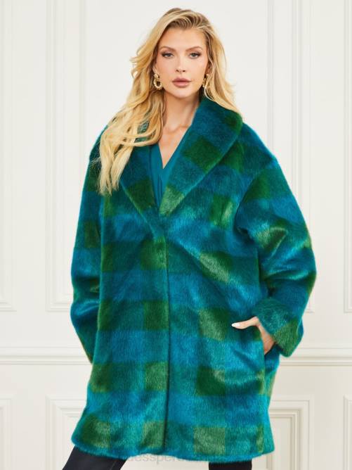 GUESS abrigo rochelle mujer 0P8X1911 verde y azul bermudas vestir