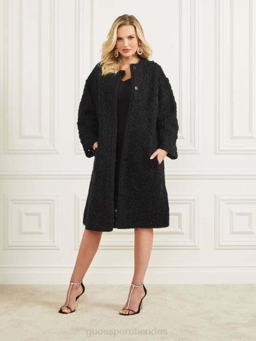GUESS abrigo trenzado en mezcla de lana mujer 0P8X1872 negro vestir