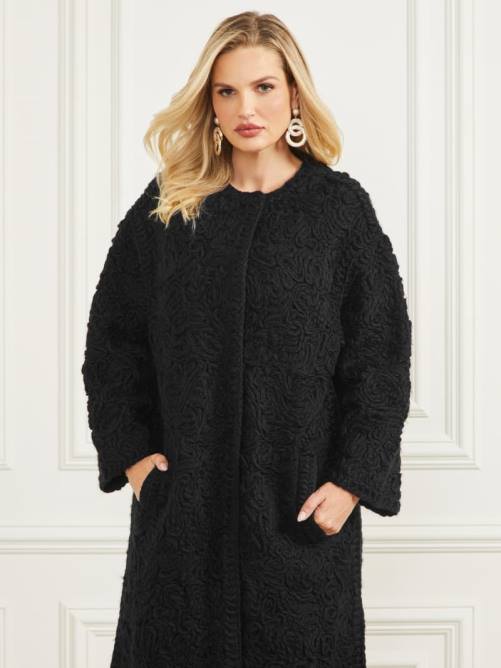 GUESS abrigo trenzado en mezcla de lana mujer 0P8X1872 negro vestir