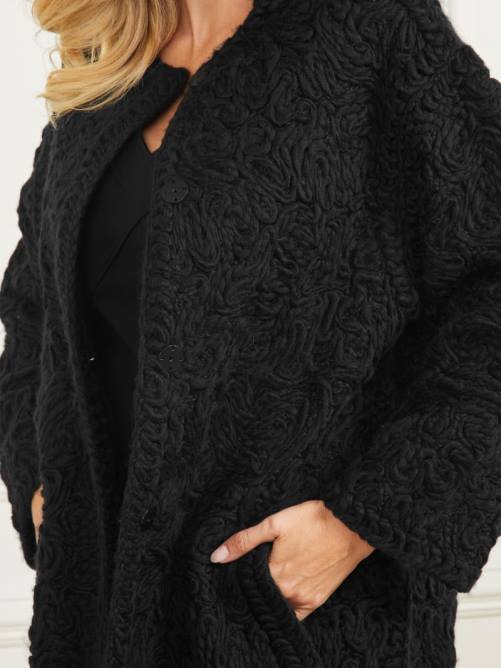 GUESS abrigo trenzado en mezcla de lana mujer 0P8X1872 negro vestir
