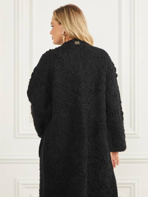 GUESS abrigo trenzado en mezcla de lana mujer 0P8X1872 negro vestir