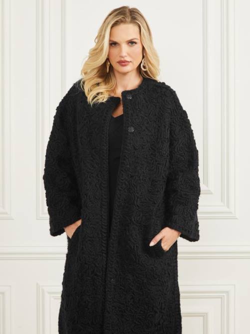 GUESS abrigo trenzado en mezcla de lana mujer 0P8X1872 negro vestir