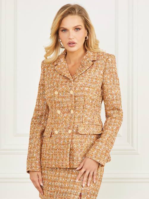 GUESS blazer angélica de tweed mujer 0P8X1970 tweed multicolor tallulah vestir