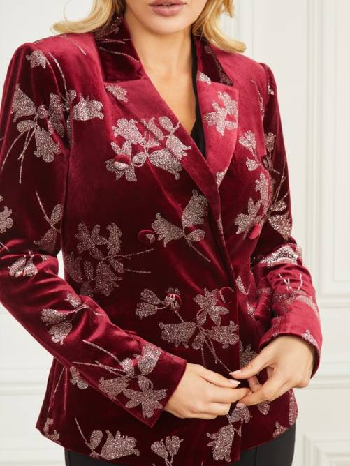 GUESS blazer de terciopelo angélica mujer 0P8X1949 Pétalo morado con rosa. vestir