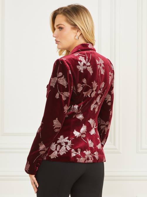 GUESS blazer de terciopelo angélica mujer 0P8X1949 Pétalo morado con rosa. vestir