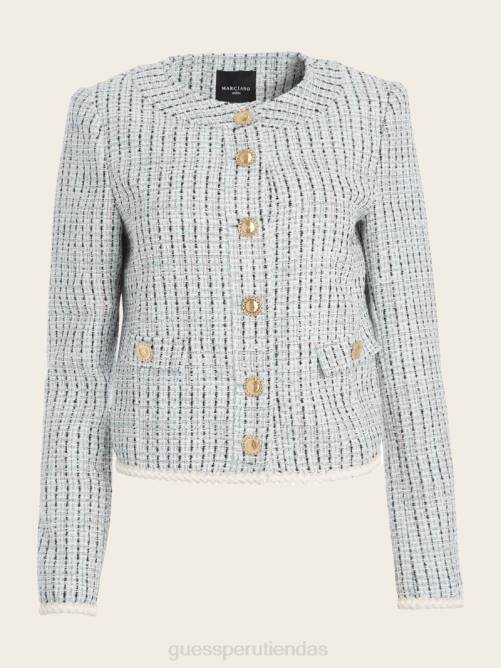 GUESS blazer de tweed provenzal mujer 0P8X1951 notable tweed azul vestir
