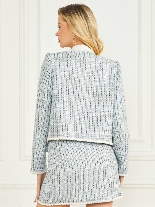 GUESS blazer de tweed provenzal mujer 0P8X1951 notable tweed azul vestir