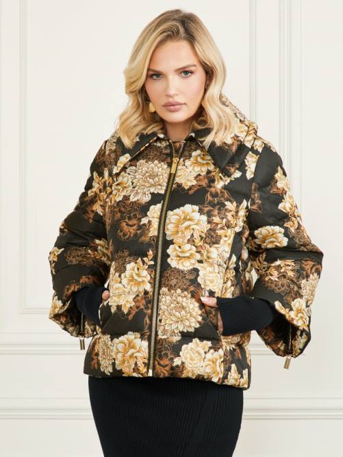 GUESS chaqueta acolchada sharon mujer 0P8X1946 después del estampado floral oscuro vestir