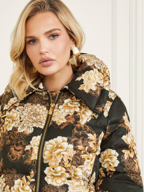 GUESS chaqueta acolchada sharon mujer 0P8X1946 después del estampado floral oscuro vestir