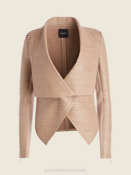 GUESS chaqueta de cuero drapeada shayna mujer 0P8X1781 shiitake marrón vestir