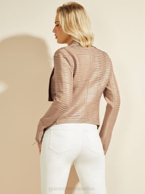 GUESS chaqueta de cuero drapeada shayna mujer 0P8X1781 shiitake marrón vestir