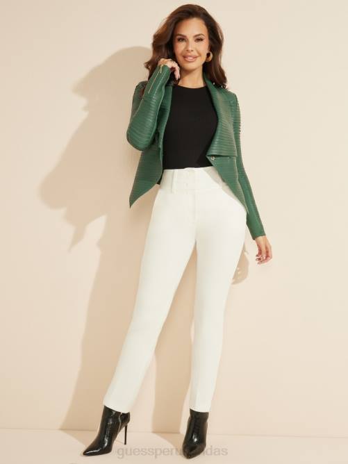 GUESS chaqueta de cuero drapeada shayna mujer 0P8X1820 verde serpentina vestir
