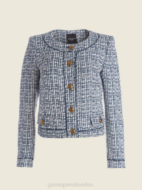 GUESS frances chaqueta mujer 0P8X1939 tweed bucólico azul secreto vestir