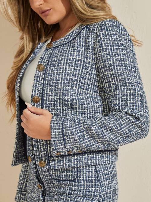 GUESS frances chaqueta mujer 0P8X1939 tweed bucólico azul secreto vestir