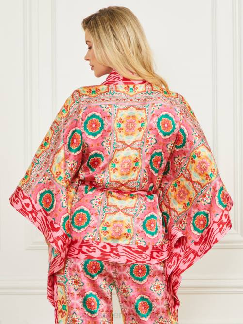 GUESS kimono de raso babilonia mujer 0P8X1766 estampado de manta de babilonia vestir