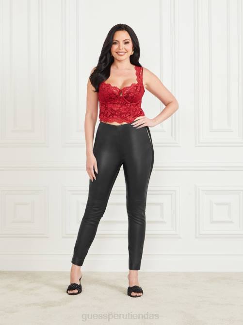 GUESS legging coy de cuero de tiro alto mujer 0P8X2064 negro azabache vestir