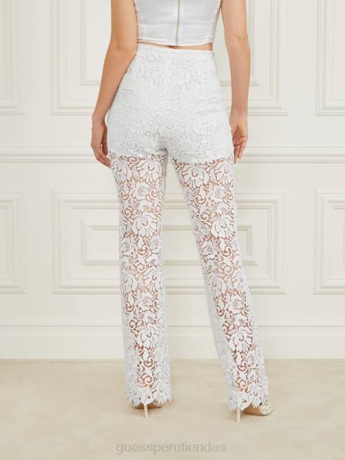 GUESS pantalón de encaje prímula mujer 0P8X2043 perla pálida vestir