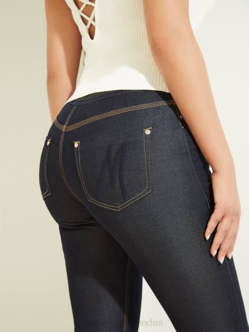 GUESS pantalón de mezclilla ajustado y acampanado mujer 0P8X53 lavado de enjuague azul vestir