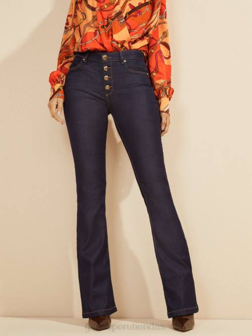 GUESS pantalón de mezclilla mini acampanado mujer 0P8X50 lavado de enjuague azul vestir