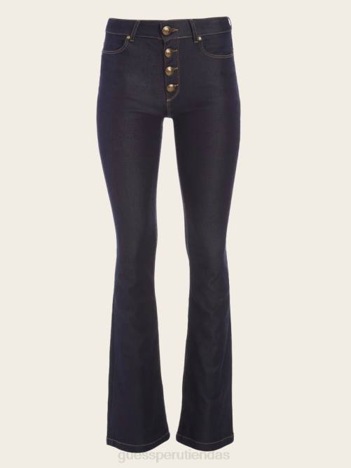 GUESS pantalón de mezclilla mini acampanado mujer 0P8X50 lavado de enjuague azul vestir