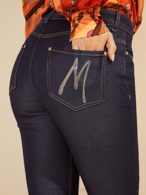 GUESS pantalón de mezclilla mini acampanado mujer 0P8X50 lavado de enjuague azul vestir