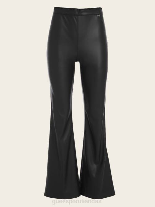 GUESS pantalones acampanados de piel sintética hype mujer 0P8X2108 negro vestir