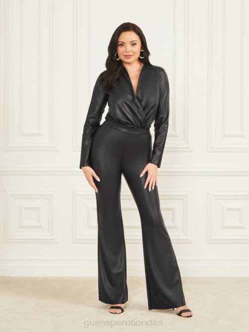 GUESS pantalones acampanados de piel sintética hype mujer 0P8X2108 negro vestir