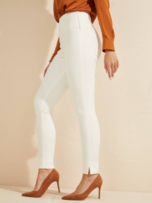 GUESS pantalones pitillo moxie de talle alto mujer 0P8X2081 perla pálida vestir
