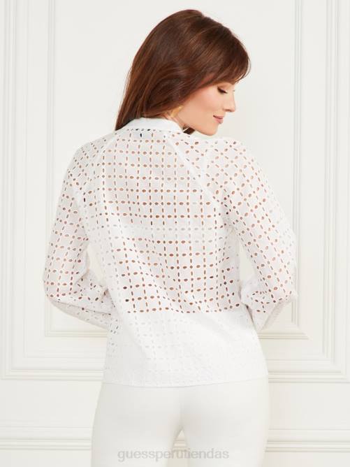 GUESS blusa eco luella con ojales mujer 0P8X1268 pur blanco vestir