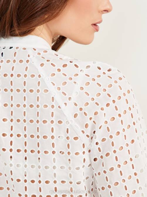 GUESS blusa eco luella con ojales mujer 0P8X1268 pur blanco vestir
