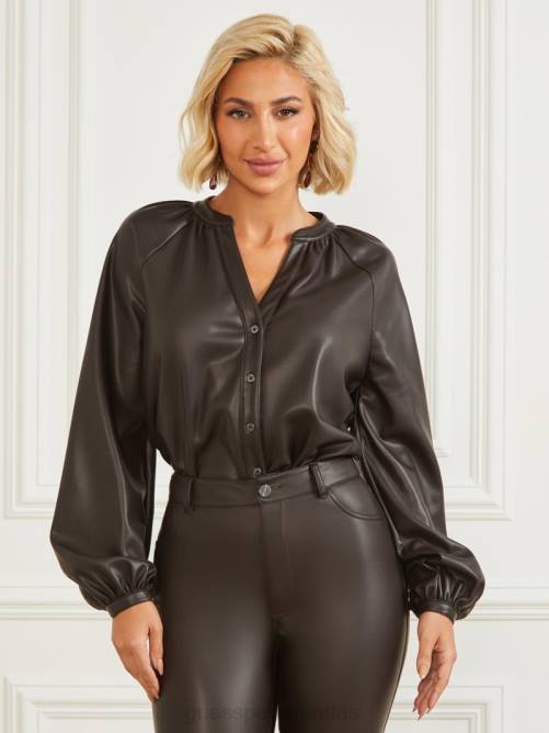 GUESS blusa foxton mujer 0P8X1456 tostado oscuro vestir