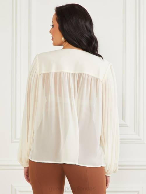 GUESS blusa plisada georgia mujer 0P8X1663 playa de arena vestir